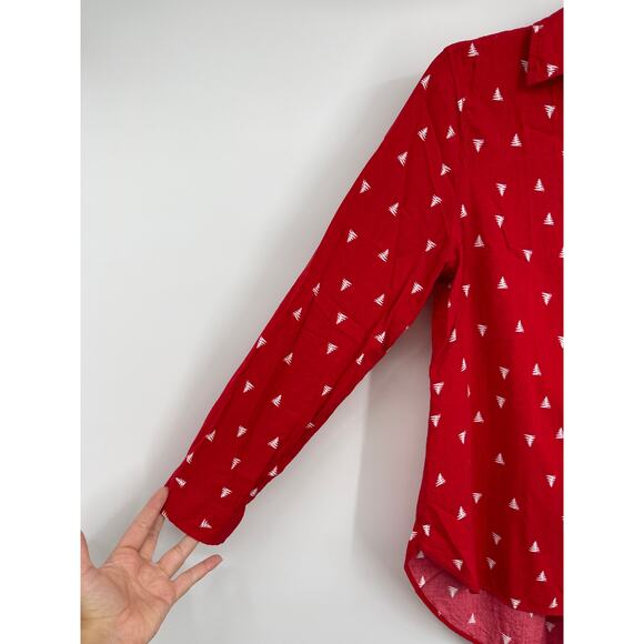 George Womens Red Button Up Shirt Collared Long Sleeve Top Size Small - Picture 6 of 11